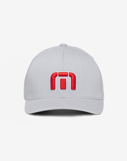 Red White Iconic Snapback Hat Heather Grey | Travis Mathew Featured