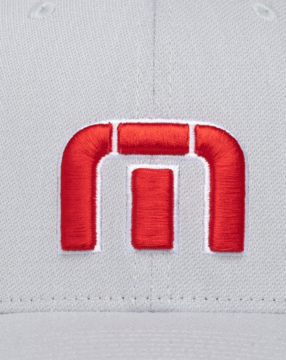 Red White Iconic Snapback Hat Heather Grey | Travis Mathew Featured