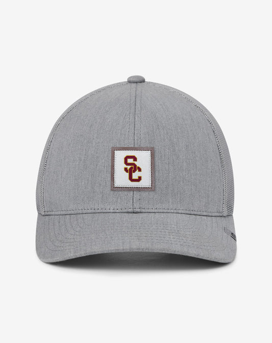 USC Leather Patch Snapback Hat Heather Grey | Travis Mathew Premium