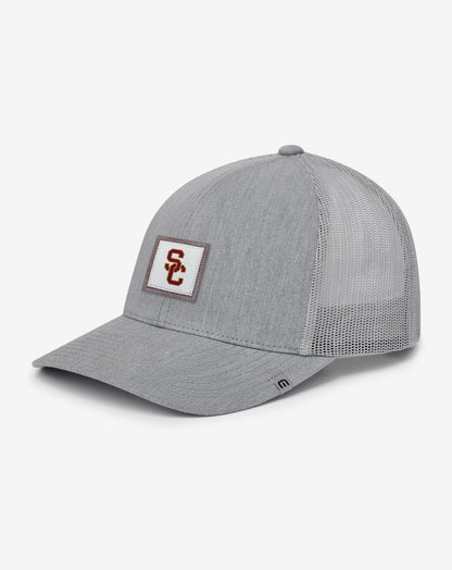 USC Leather Patch Snapback Hat Heather Grey | Travis Mathew Premium