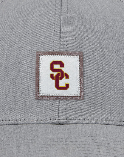 USC Leather Patch Snapback Hat Heather Grey | Travis Mathew Premium