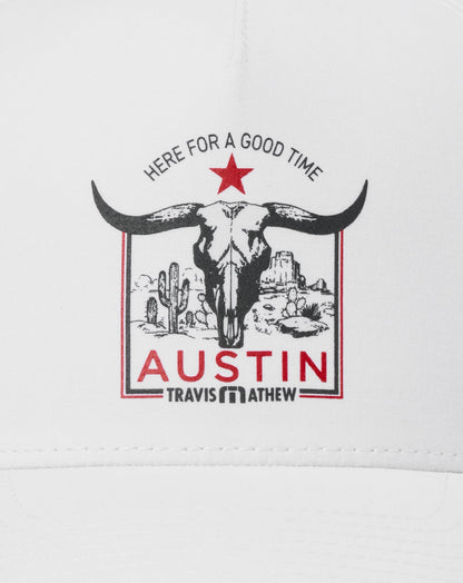 Down South Austin Snapback Hat White | Travis Mathew Essential