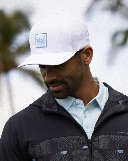 In The Line Up Fitted Hat White | Travis Mathew Latest