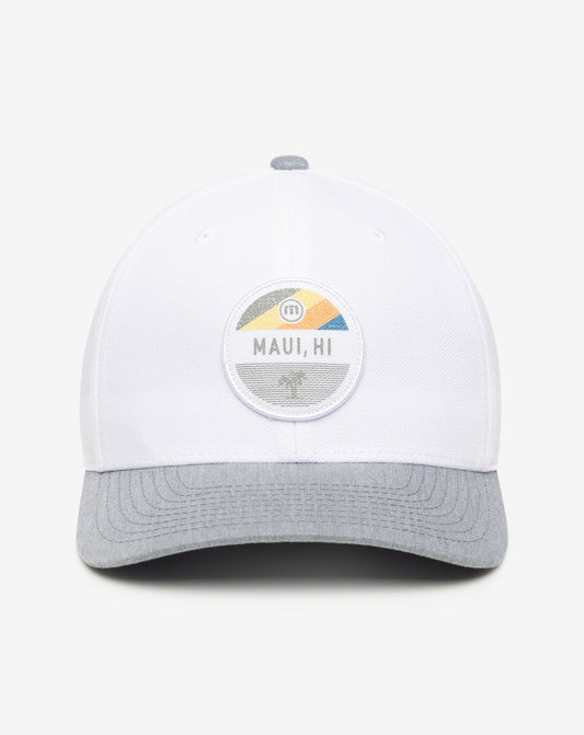 Test The Waters Fitted Hat White | Travis Mathew Best Seller