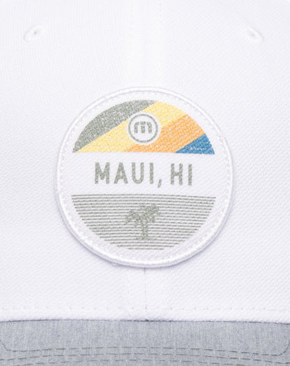 Test The Waters Fitted Hat White | Travis Mathew Best Seller