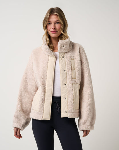 Clubside Sherpa Jacket Brazilian Sand | Travis Mathew Latest
