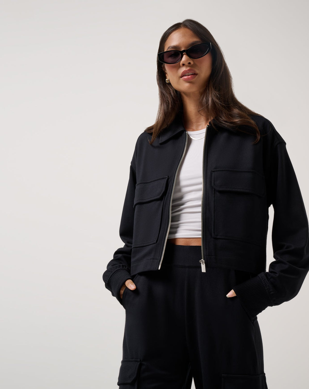 Friday Doubleknit Utility Jacket Black | Travis Mathew Featured
