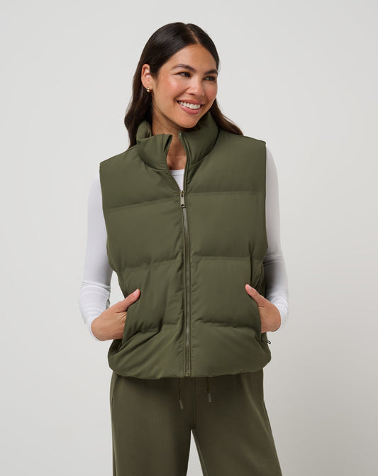 Moontide Bonded Puffer Vest Grape Leaf | Travis Mathew Featured