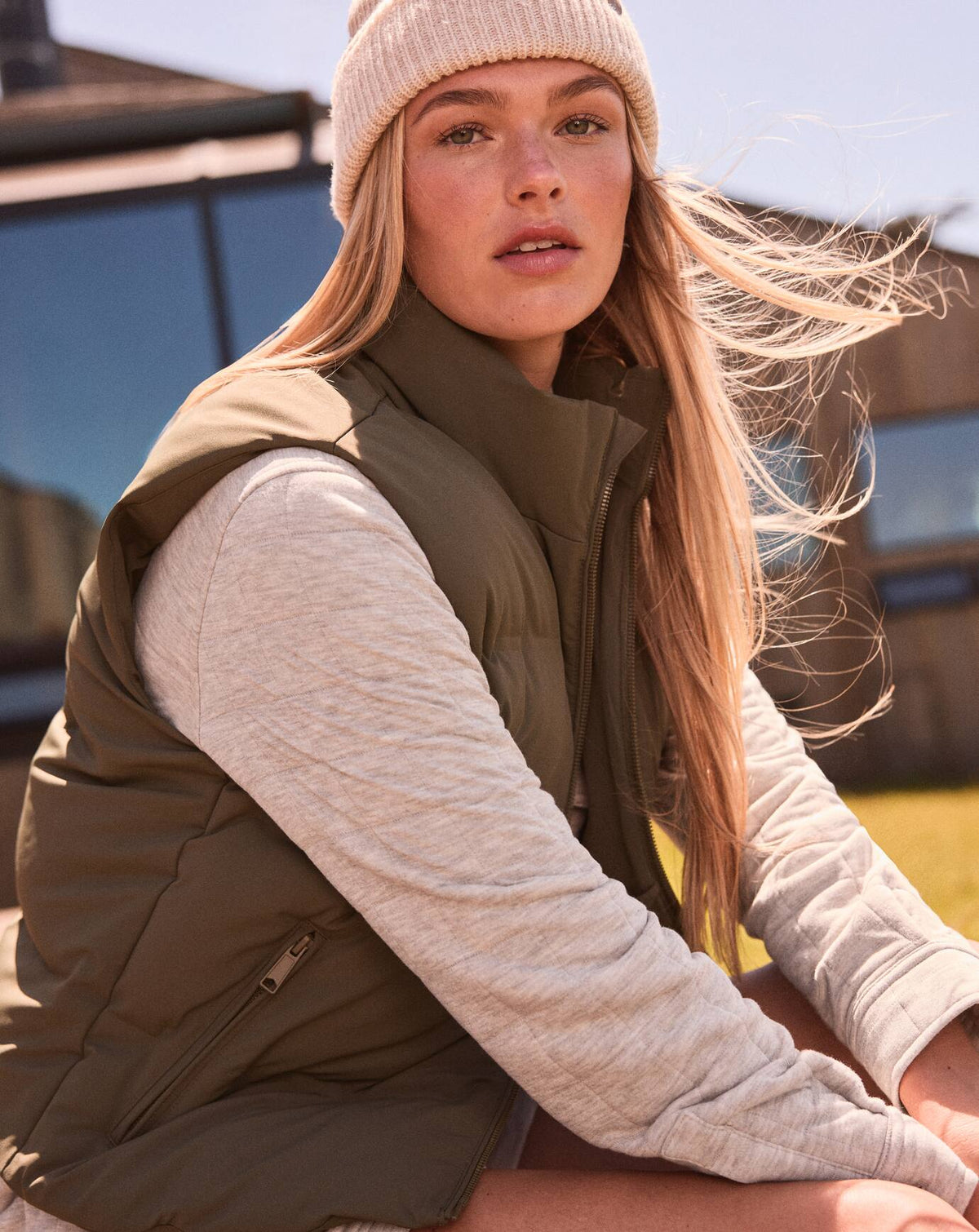 Moontide Bonded Puffer Vest Grape Leaf | Travis Mathew Featured