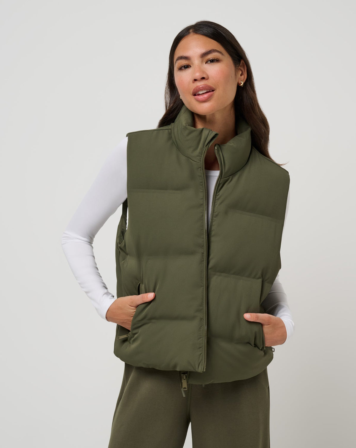 Moontide Bonded Puffer Vest Grape Leaf | Travis Mathew Featured