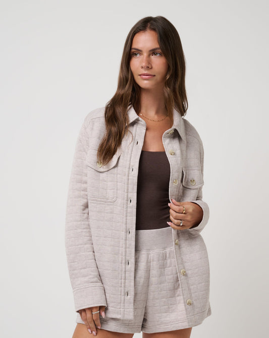 Cloud Coastal Quilted Shacket Heather Savannah Tan | Travis Mathew Discount