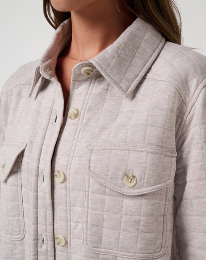 Cloud Coastal Quilted Shacket Heather Savannah Tan | Travis Mathew Discount