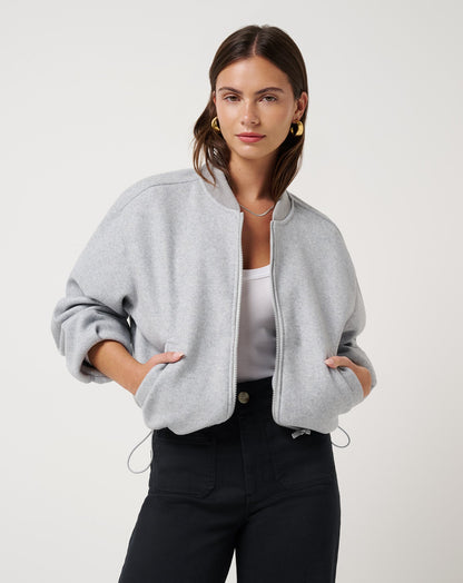 Rustic Retreat Bomber Heather Light Grey | Travis Mathew Best Price