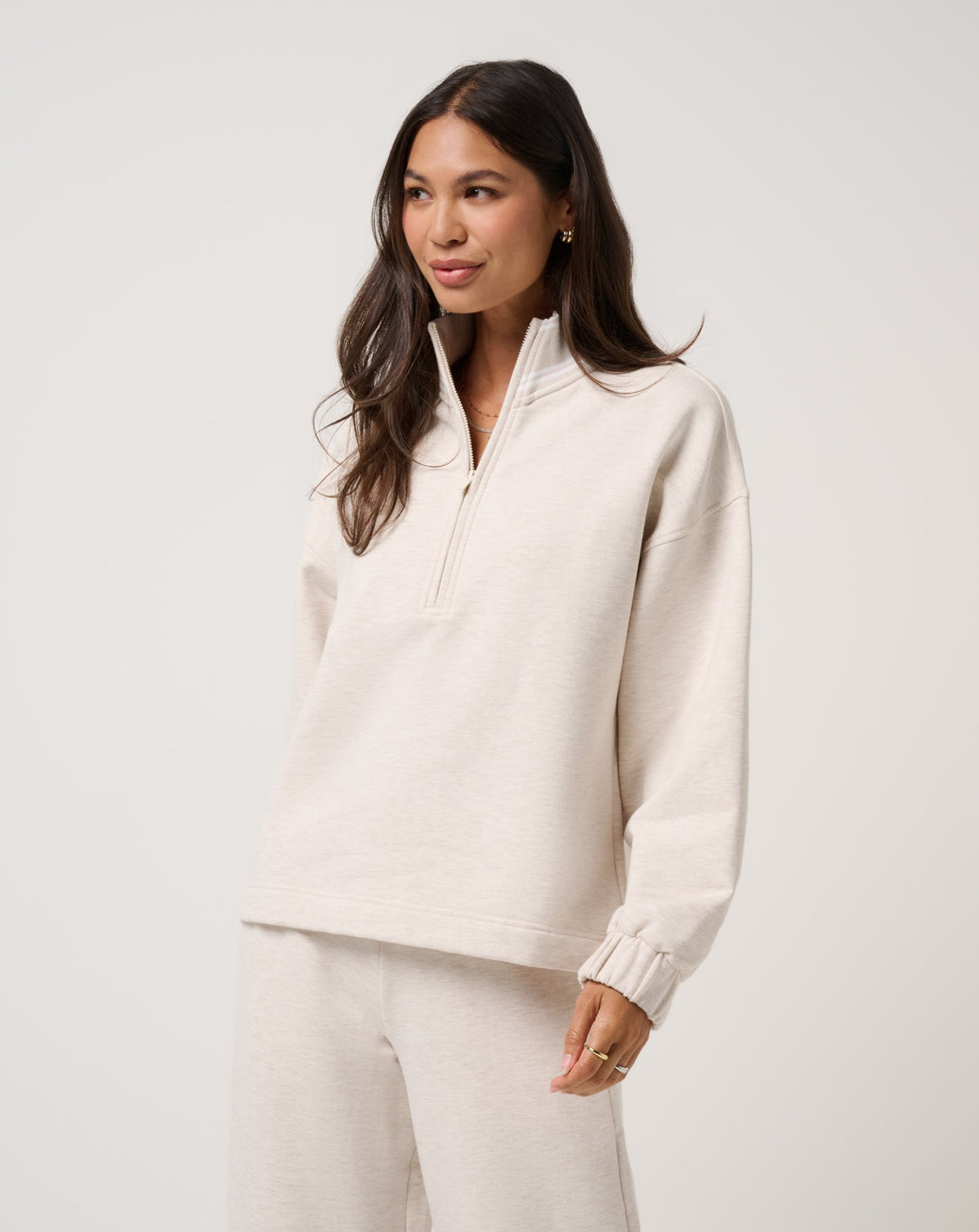 Cloud Fleece Clubside Half Zip Heather Brazillian Sand | Travis Mathew Trusted