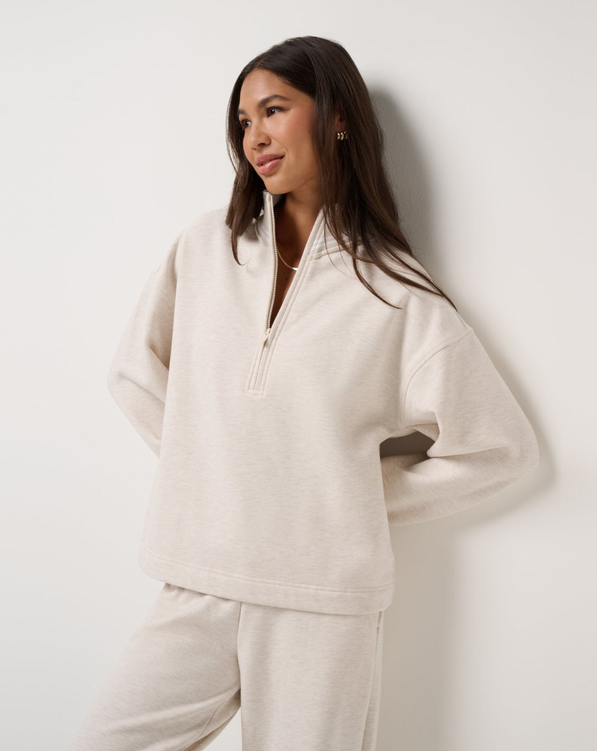 Cloud Fleece Clubside Half Zip Heather Brazillian Sand | Travis Mathew Trusted