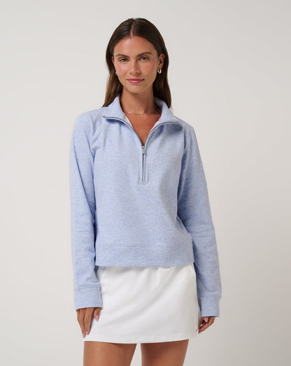 Cloud Fleece Half Zip 2.0 Heather Soft Blue | Travis Mathew Best Price