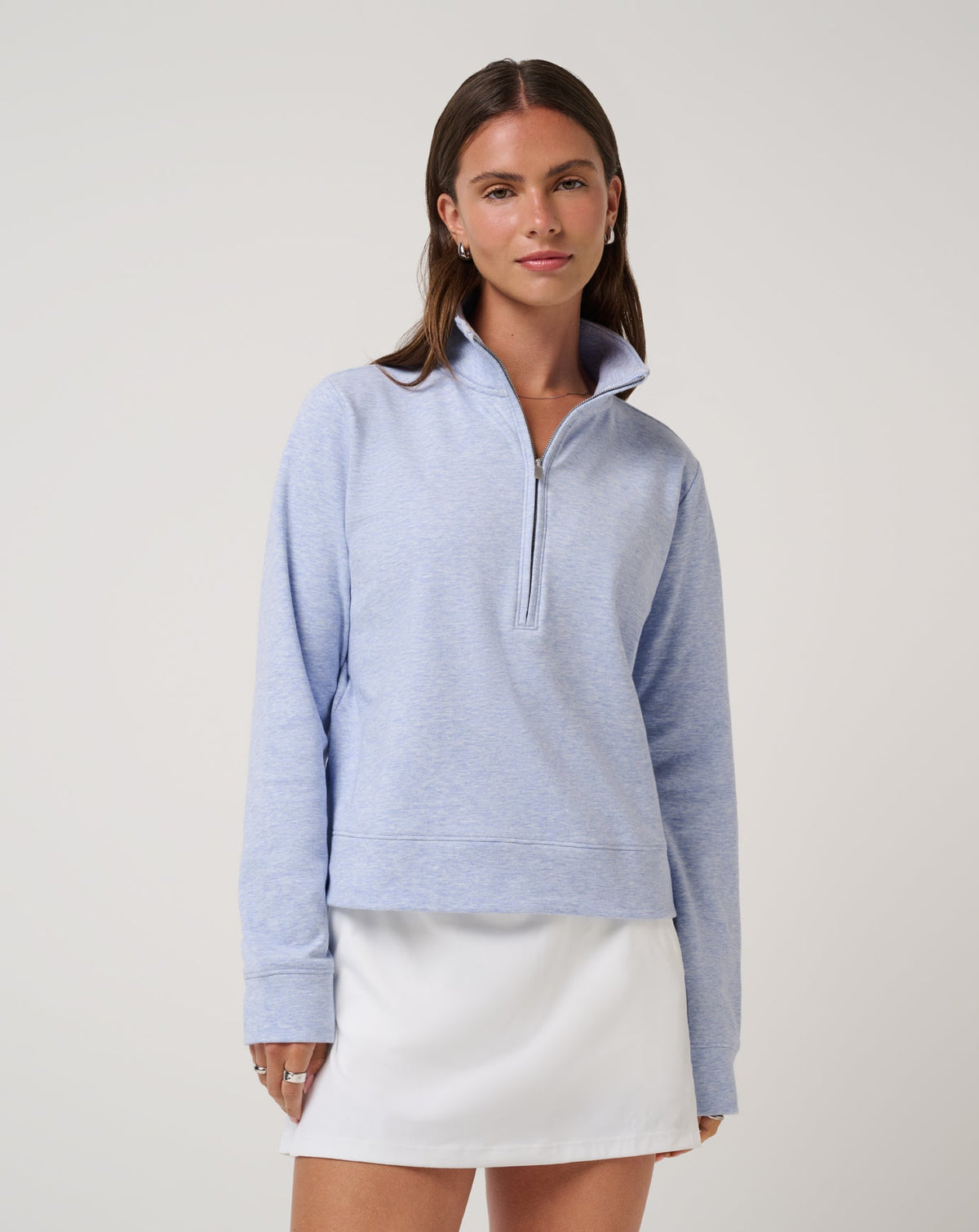 Cloud Fleece Half Zip 2.0 Heather Soft Blue | Travis Mathew Best Price