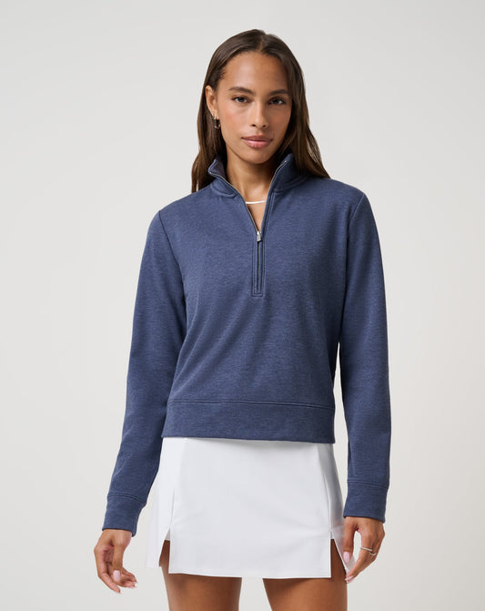 Cloud Fleece Half Zip 2.0 Heather Navy Blazer | Travis Mathew Top Pick