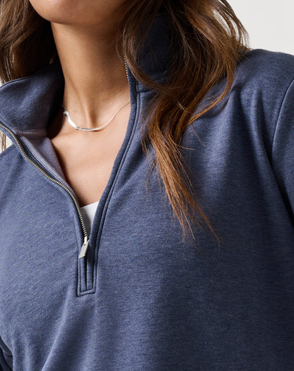 Cloud Fleece Half Zip 2.0 Heather Navy Blazer | Travis Mathew Top Pick