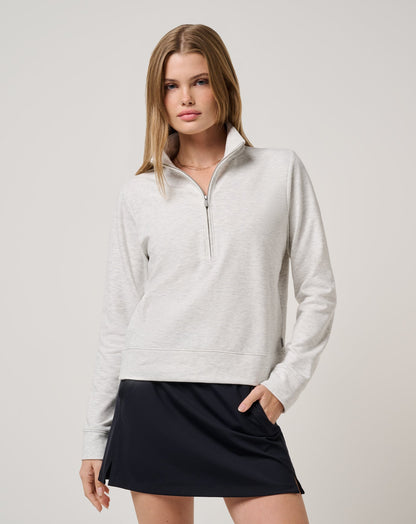 Cloud Fleece Half Zip 2.0 Heather Light Grey | Travis Mathew Everyday