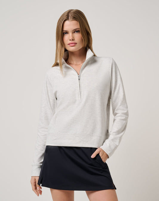 Cloud Fleece Half Zip 2.0 Heather Light Grey | Travis Mathew Everyday