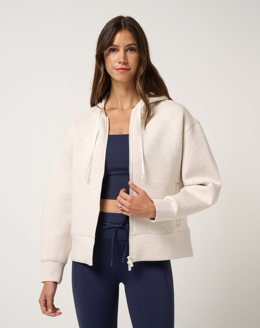 Cloudscape Zip Hood Heather Brazillian Sand | Travis Mathew Exclusive