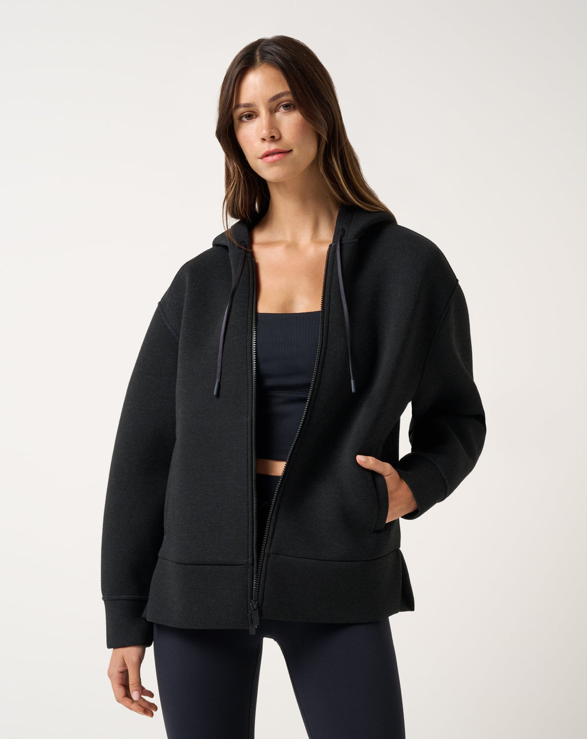Cloudscape Zip Hood Heather Black | Travis Mathew Sale