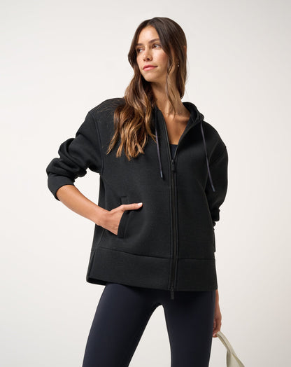 Cloudscape Zip Hood Heather Black | Travis Mathew Sale