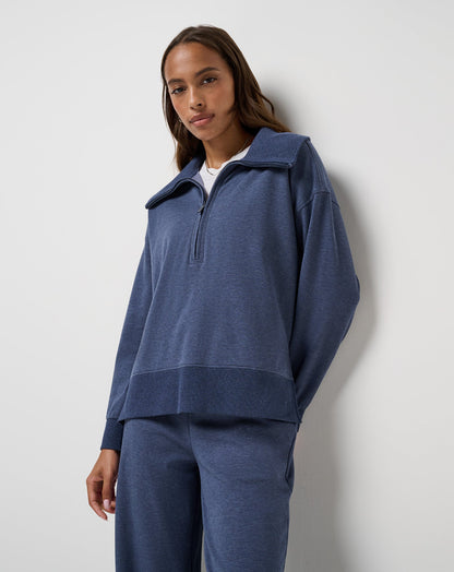 Save The Day Cloud Half Zip 2.0 Heather Navy Blazer | Travis Mathew Top Pick