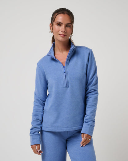 Chance Encounter 2.0 Cloud Half Zip Heather Baja Blue | Travis Mathew Sale