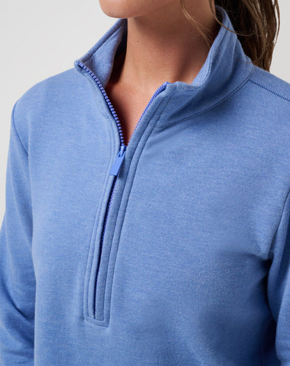 Chance Encounter 2.0 Cloud Half Zip Heather Baja Blue | Travis Mathew Sale
