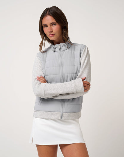 Skyloft Soft Espresso Martini Full Zip Heather Light Grey | Travis Mathew Essential