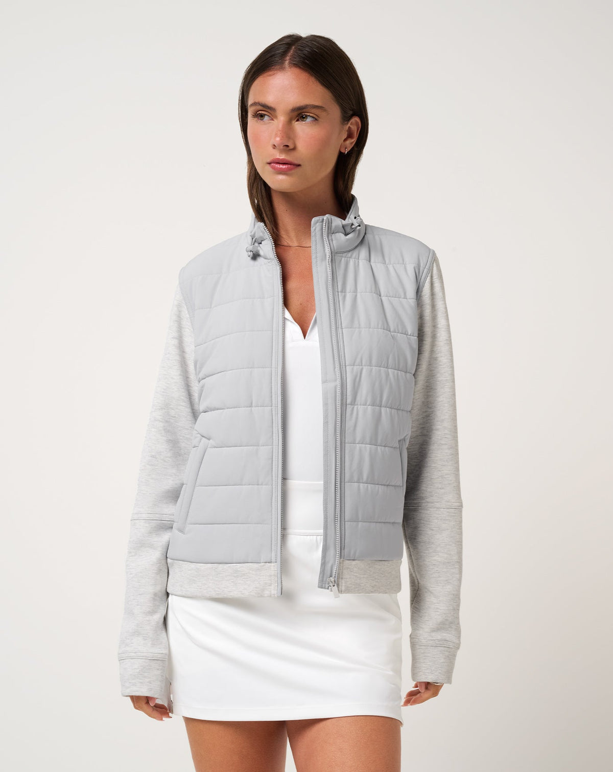 Skyloft Soft Espresso Martini Full Zip Heather Light Grey | Travis Mathew Essential
