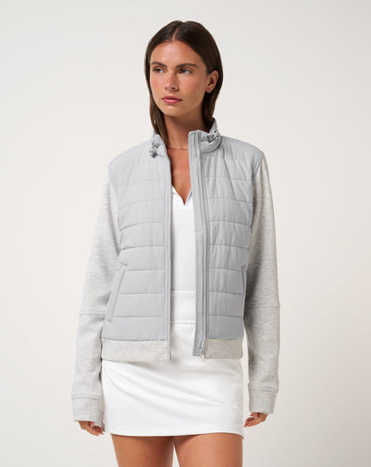 Skyloft Soft Espresso Martini Full Zip Heather Light Grey | Travis Mathew Essential