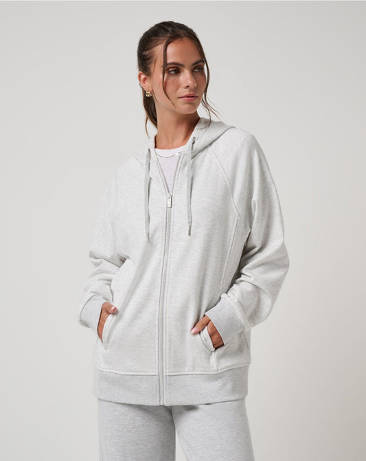 Off Script 2.0 Cloud Full Zip Hoodie Heather Light Grey | Travis Mathew Everyday