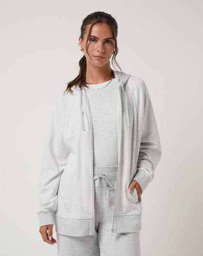 Off Script 2.0 Cloud Full Zip Hoodie Heather Light Grey | Travis Mathew Everyday