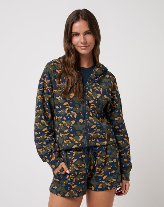 Cloud Fleece Printed Hoodie Navy Blazer Floral Multi | Travis Mathew Best Seller