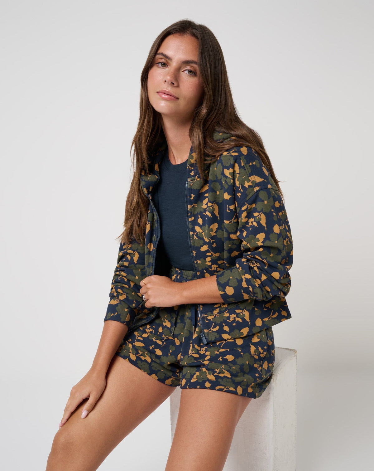 Cloud Fleece Printed Hoodie Navy Blazer Floral Multi | Travis Mathew Best Seller
