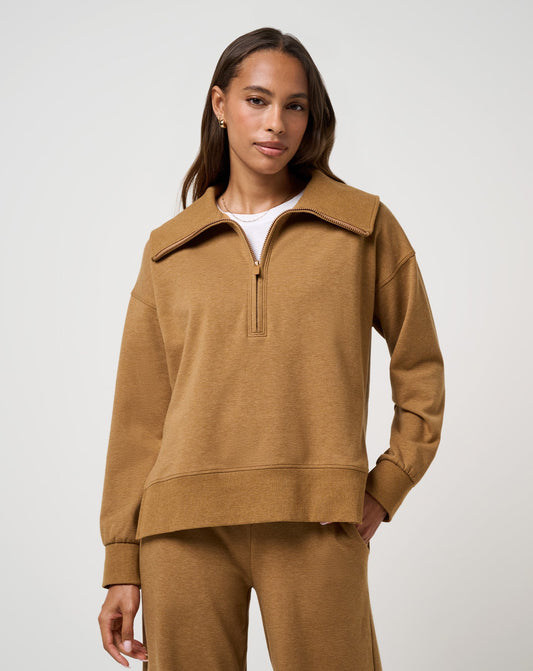 Save The Day Cloud Half Zip 2.0 Heather Spice | Travis Mathew New