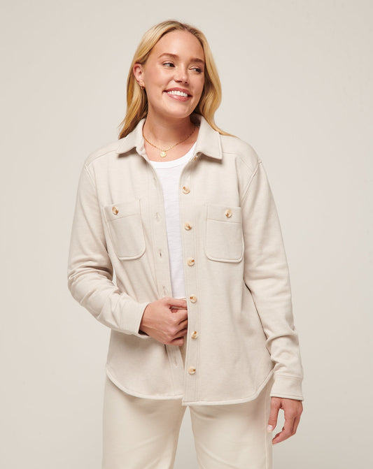 Cloud Fleece Shacket Heather Pumice Stone | Travis Mathew Latest