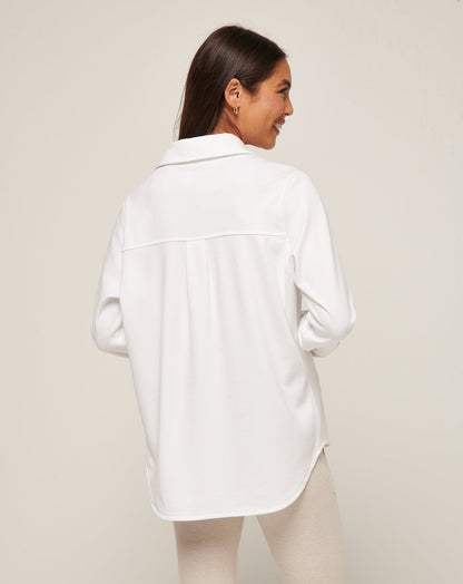 Cloud Fleece Shacket White | Travis Mathew Discount