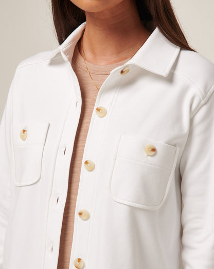 Cloud Fleece Shacket White | Travis Mathew Discount