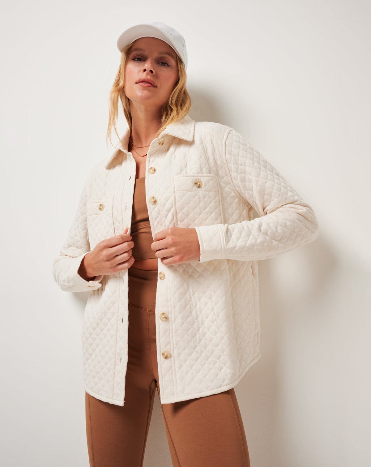 Diamond Quilted Shacket Eggnog | Travis Mathew New