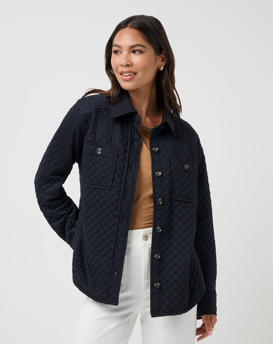 Diamond Quilted Shacket Black | Travis Mathew Recommended