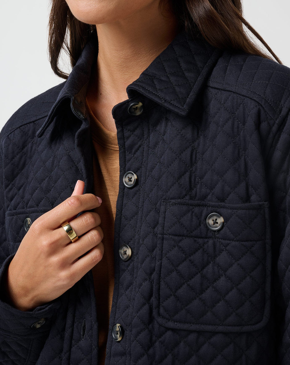 Diamond Quilted Shacket Black | Travis Mathew Recommended