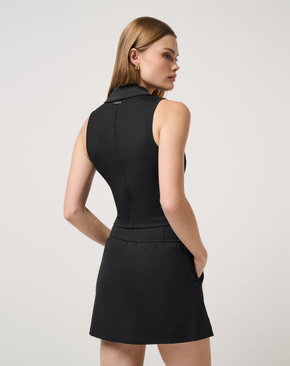 Moveknit Rib Zip Polo Black | Travis Mathew Deals