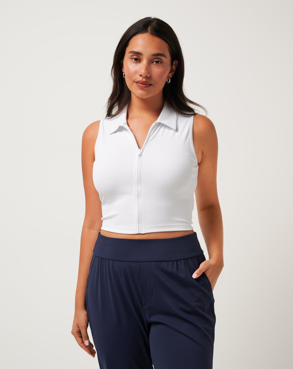 Moveknit Rib Zip Polo White | Travis Mathew Discount