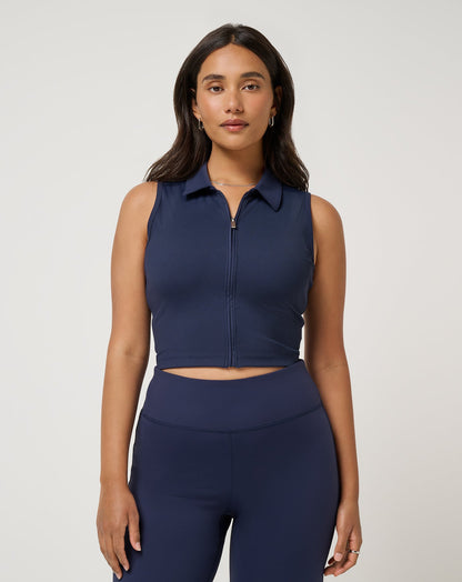 Moveknit Rib Zip Polo Navy Blazer | Travis Mathew Hot Sale