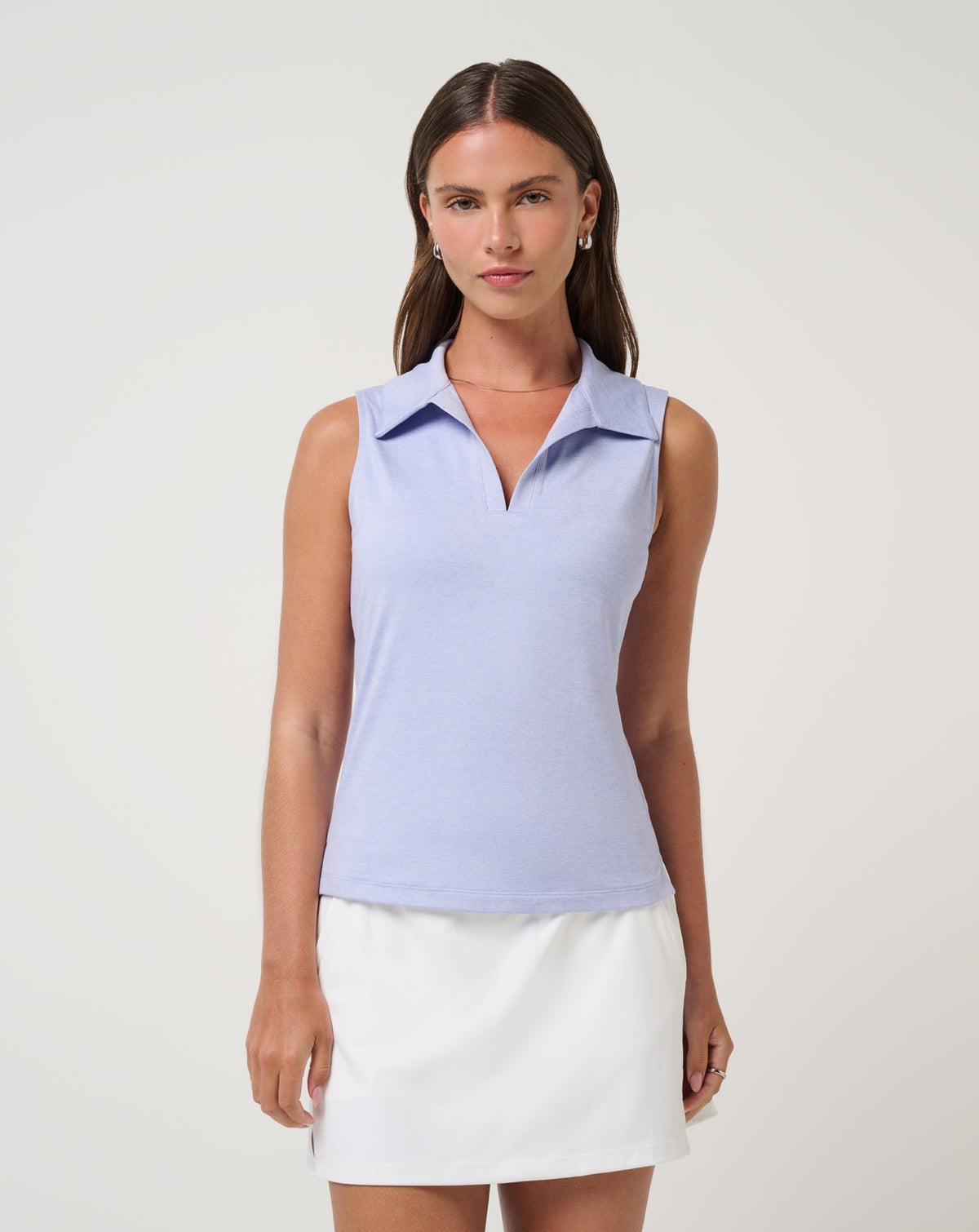 Skyloft Light Sleeveless Polo Heather Soft Blue | Travis Mathew Great Value