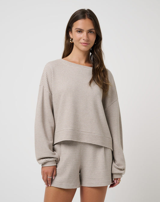 Coastal Rib Yacht Me Pullover Heather Island Fossil | Travis Mathew Discount